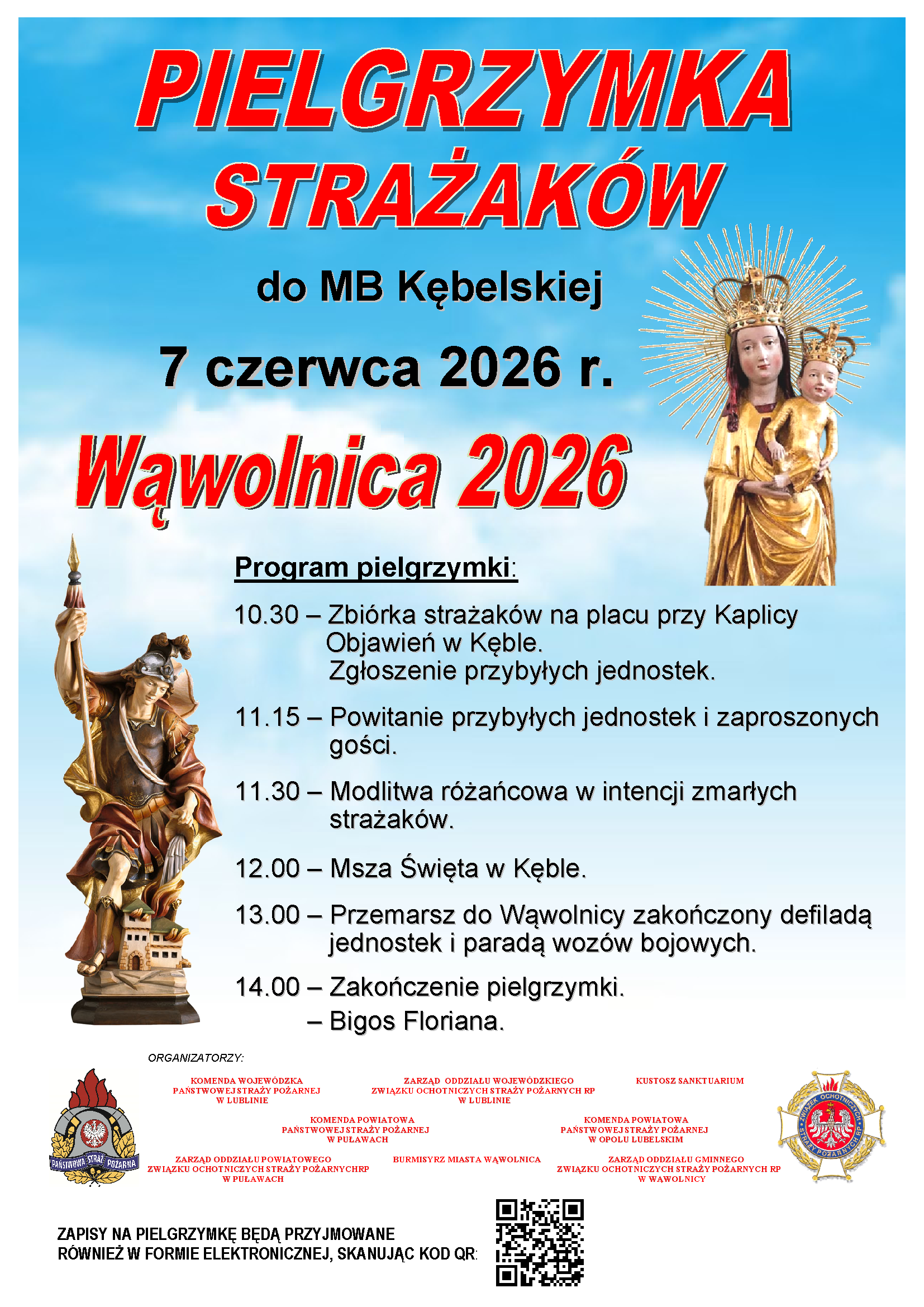 plakat Pielgrzymka Strażaków do MB Kębelskiej